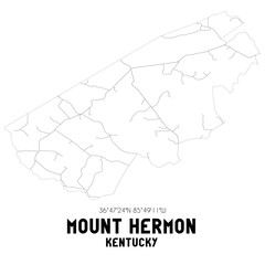 Mount Hermon Kentucky. US street map with black and white lines.