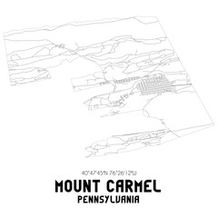 Mount Carmel Pennsylvania. US street map with black and white lines.