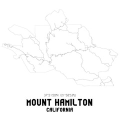 Mount Hamilton California. US street map with black and white lines.