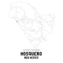Obraz premium Mosquero New Mexico. US street map with black and white lines.