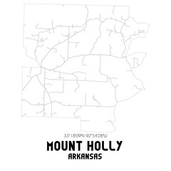 Mount Holly Arkansas. US street map with black and white lines.
