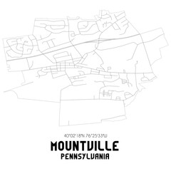 Mountville Pennsylvania. US street map with black and white lines.