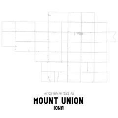 Mount Union Iowa. US street map with black and white lines.