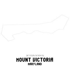 Mount Victoria Maryland. US street map with black and white lines.