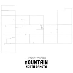 Fototapeta premium Mountain North Dakota. US street map with black and white lines.
