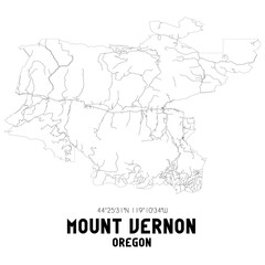 Mount Vernon Oregon. US street map with black and white lines.