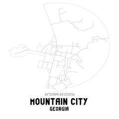 Mountain City Georgia. US street map with black and white lines.