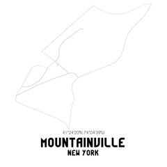 Mountainville New York. US street map with black and white lines.