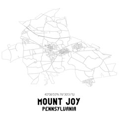 Mount Joy Pennsylvania. US street map with black and white lines.