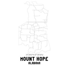 Mount Hope Alabama. US street map with black and white lines.