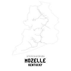Mozelle Kentucky. US street map with black and white lines.