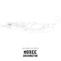 Moxee Washington. US street map with black and white lines.
