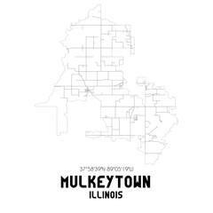 Mulkeytown Illinois. US street map with black and white lines.
