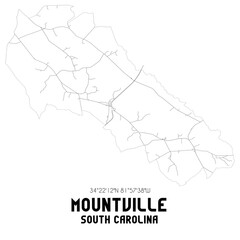 Mountville South Carolina. US street map with black and white lines.