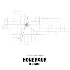 Moweaqua Illinois. US street map with black and white lines.