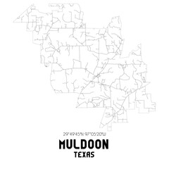 Muldoon Texas. US street map with black and white lines.