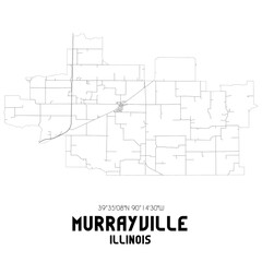 Murrayville Illinois. US street map with black and white lines.