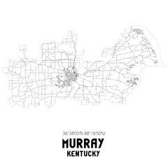 Murray Kentucky. US street map with black and white lines.