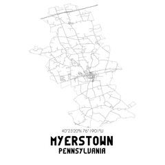 Myerstown Pennsylvania. US street map with black and white lines.
