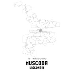 Muscoda Wisconsin. US street map with black and white lines.
