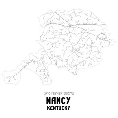 Nancy Kentucky. US street map with black and white lines.