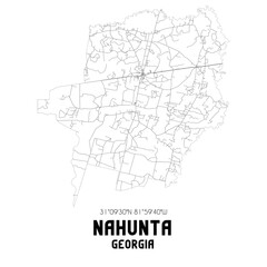 Nahunta Georgia. US street map with black and white lines.