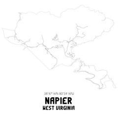 Napier West Virginia. US street map with black and white lines.