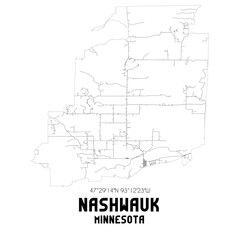 Nashwauk Minnesota. US street map with black and white lines.