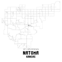 Natoma Kansas. US street map with black and white lines.