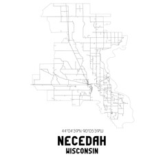 Necedah Wisconsin. US street map with black and white lines.