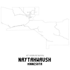 Naytahwaush Minnesota. US street map with black and white lines.