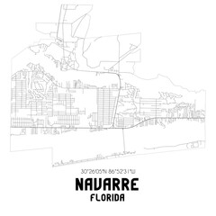 Fototapeta premium Navarre Florida. US street map with black and white lines.