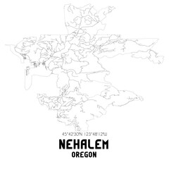 Nehalem Oregon. US street map with black and white lines.