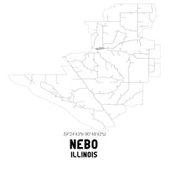 Nebo Illinois. US street map with black and white lines.