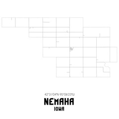Nemaha Iowa. US street map with black and white lines.