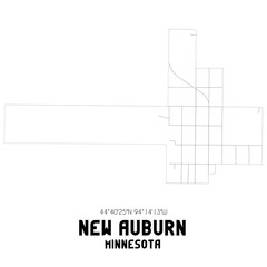 New Auburn Minnesota. US street map with black and white lines.