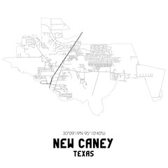 New Caney Texas. US street map with black and white lines.