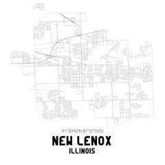 New Lenox Illinois. US street map with black and white lines.