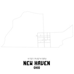 New Haven Ohio. US street map with black and white lines.