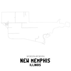 New Memphis Illinois. US street map with black and white lines.