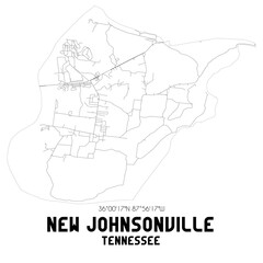 New Johnsonville Tennessee. US street map with black and white lines.