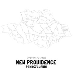 Fototapeta na wymiar New Providence Pennsylvania. US street map with black and white lines.