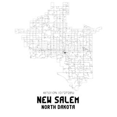 New Salem North Dakota. US street map with black and white lines.