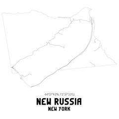 New Russia New York. US street map with black and white lines.
