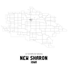 New Sharon Iowa. US street map with black and white lines.