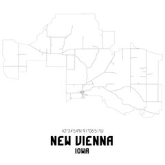 New Vienna Iowa. US street map with black and white lines.
