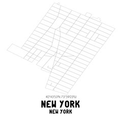 New York New York. US street map with black and white lines.