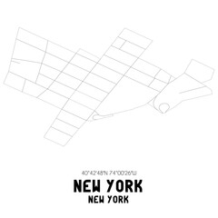 New York New York. US street map with black and white lines.