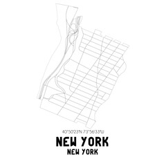 New York New York. US street map with black and white lines.