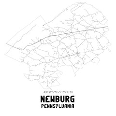 Newburg Pennsylvania. US street map with black and white lines.